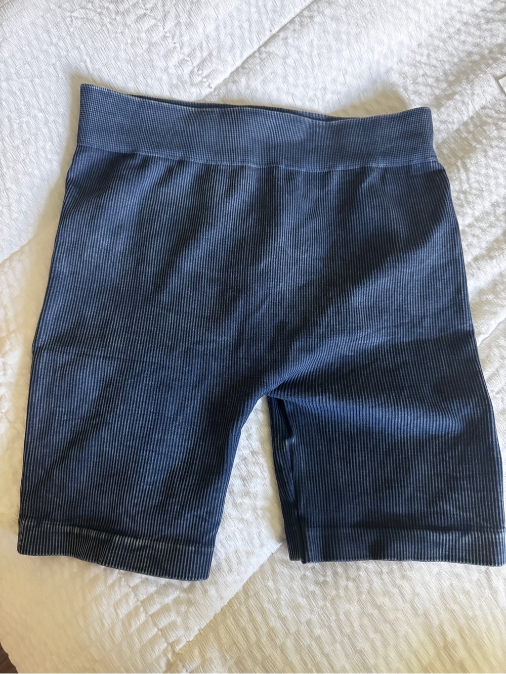 Milah Boutique Blue Ribbed Biker Shorts – OS (One Size)